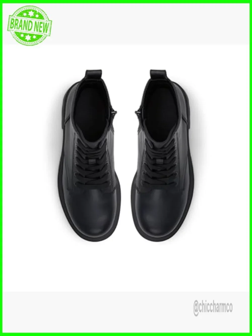 Chunky Combat Ankle Boots with Lug Sole and Zip Closure